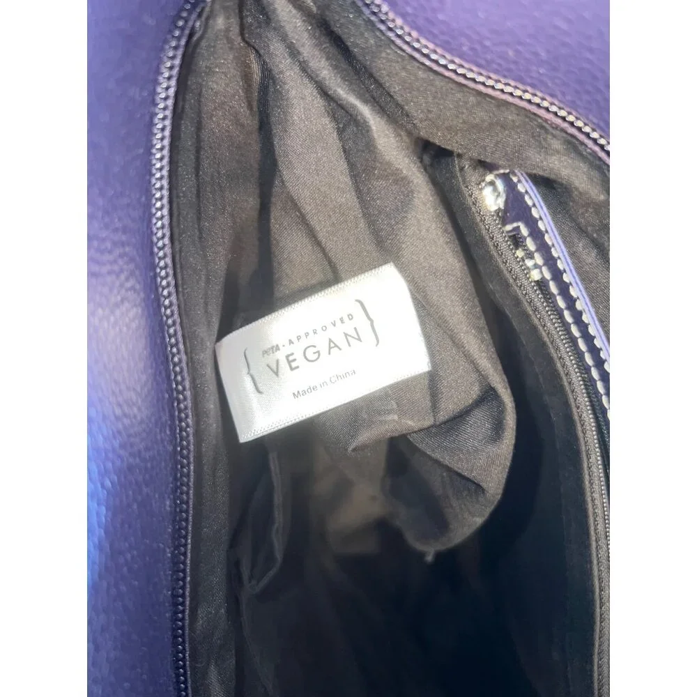 Mellow World Navy Blue/Purple Vegan‎ Leather Tote Purse W Multi Colored Tassels